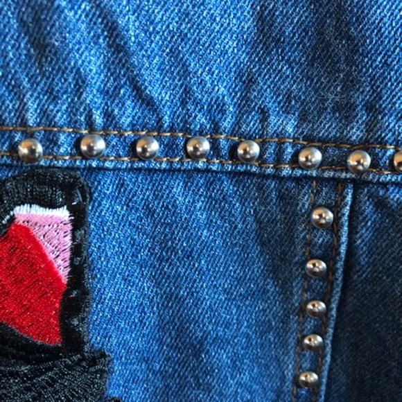 Silver Studded Jean Denim Jacket Tiger - Size Medium - NEW - Picture 5 of 7